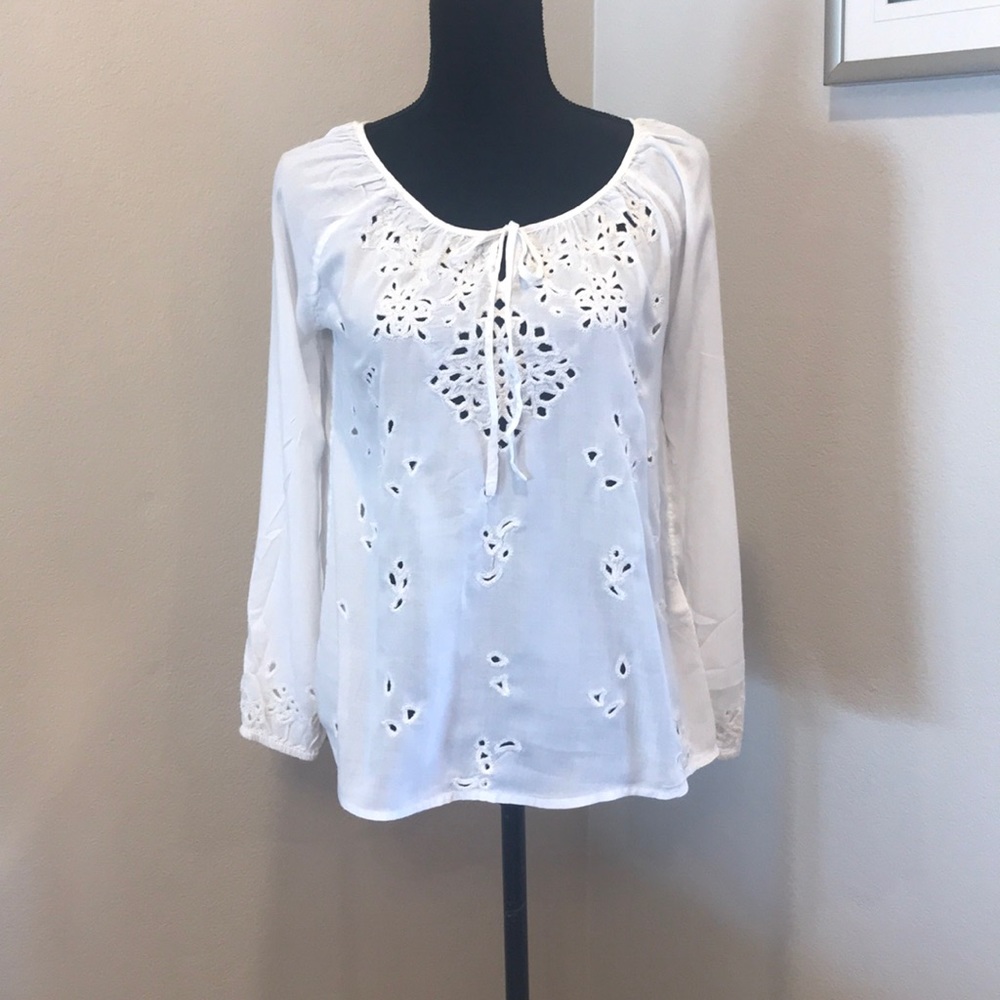 Lucky Brand White Embroidered Tunic